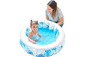 SLOOSH Inflatable Kiddie Pool for Kids, 36"x8.5" Swimming Pool with Soft Pad Floor for Kid & Toddler, Round Blow Up Baby Ball Play Pit Pools for Swim Party, Portable Indoor & Outdoor Water Toys (Blue)