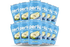 PERFY Caffeine Free Soda w/ Brain Health Benefits, Beverages w/ L-Theanine & Ashwagandha, Seltzer Water & Fruit Juice, Low Calorie, & Low Sugar Drinks | Low Carb, Gluten Free, Keto Soda | Made With Real Fruit Juice + Nootropics & Adaptogens | (Dr. Perfy, 12 Pack)