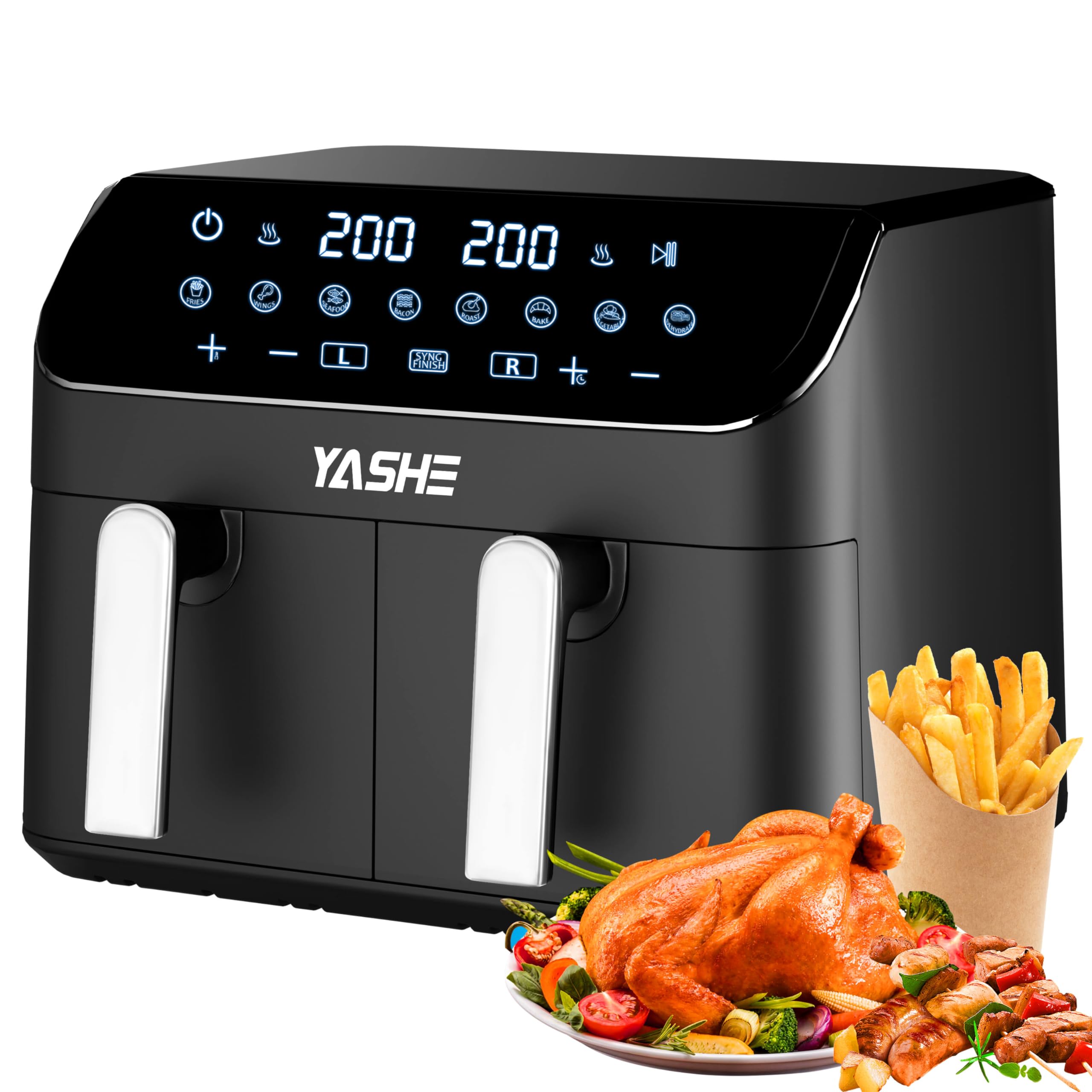 9L Dual Air Fryer with 2 Indep...