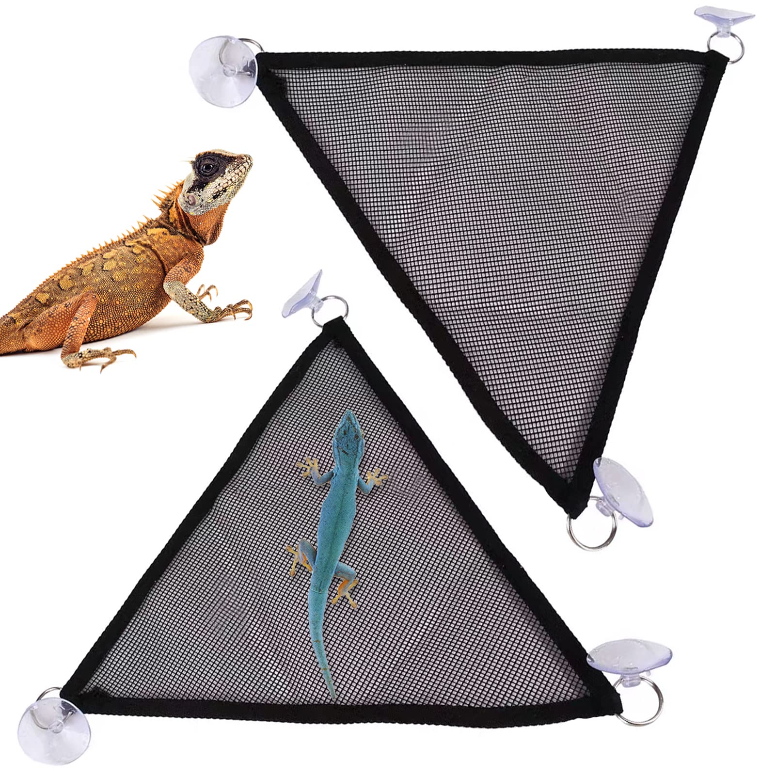 iTGOOS 2 Pcs Reptile Hammock for Geckos Reptile Lizard Hammock Lounger Bearded Dragon Hammock Reptile Vines Hammock Black Reptile Lizard with Suction Cups Amphibian Toy