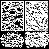 Yinder 4 Pcs Skull Stencils Skull Background Airbrush Stencil Art Template Design DIY Craft Paint Stencils for Airbrush Painting on Wall, Wood, Canvas