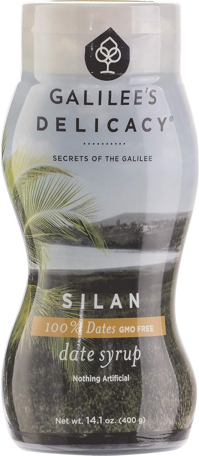 Galilee's Delicacy Pure Date Honey, 100% Silan Date Syrup in Squeeze Bottle Sugar and GMO Free 400g