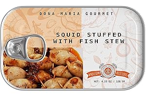 DONA MARIA GOURMET Squid stuffed with fish Stew, Keto, Paleo, 4.32 oz Can (pack of 2)