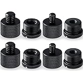 Moxweyeni 8pcs Mic Stand Adapter Screw Thread Adapter for Microphone, Black | 5/8 Female to 3/8 Male, 3/8 Female to 5/8 Male, 5/8 to 1/4 and 1/4 to 5/8 Screw, Reliable Not Easy to Fade Rust or Corrupt