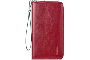 BOSTANTEN Leather Wallets for Women RFID Blocking Zip Around Credit Card Holder Phone Wristlet Clutch