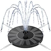 Mademax Solar Bird Bath Fountains, Upgrade 1.4W Solar Fountain Pump with 8 Nozzles &amp; 4 Brackets, Free Standing Floating Solar Powered Water Fountain Pump for Bird Bath, Garden, Pond, Pool, Outdoor