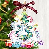 Unicorn Ornament - Cute Christmas Ornaments - Girl Ornaments for Christmas Tree - Acrylic Hanging Decorations - Unicorn Gift for Girls, Women, Adult, Daughter - Ornament Gift Exchange Ideas