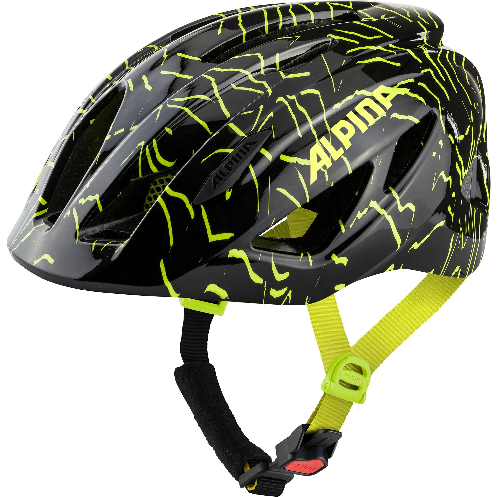 ALPINA Unisex - Children, PICO cycling helmet, black-neon yellow gloss, 50-55 cm