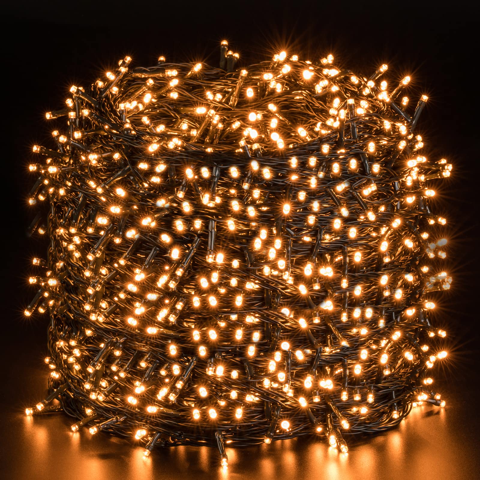 Quntis 100m 1000 Warm White Christmas Tree Lights Mains Powered Low Voltage Waterproof Led String Lights Wonderful Outdoor Xmas Fairy Lights for Garden Patio Decks Balcony Lawn Yard Decorations