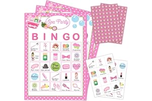 mermermu Spa Party Bingo Game Cards(24 Players), Beauty Themed Bingo Card for Family Friend Adult, Large Group Holiday Sleepover Party Activity Favor Decoration Supplies -005