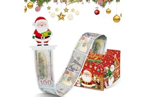 WenmthG Christmas Money Box for Cash Gift Pull - Christmas Surprise Money Gift Box for Boys Girls - DIY Money Pull Box with 100Pcs Transparent Bags - BestGift for Kids Adults - Red