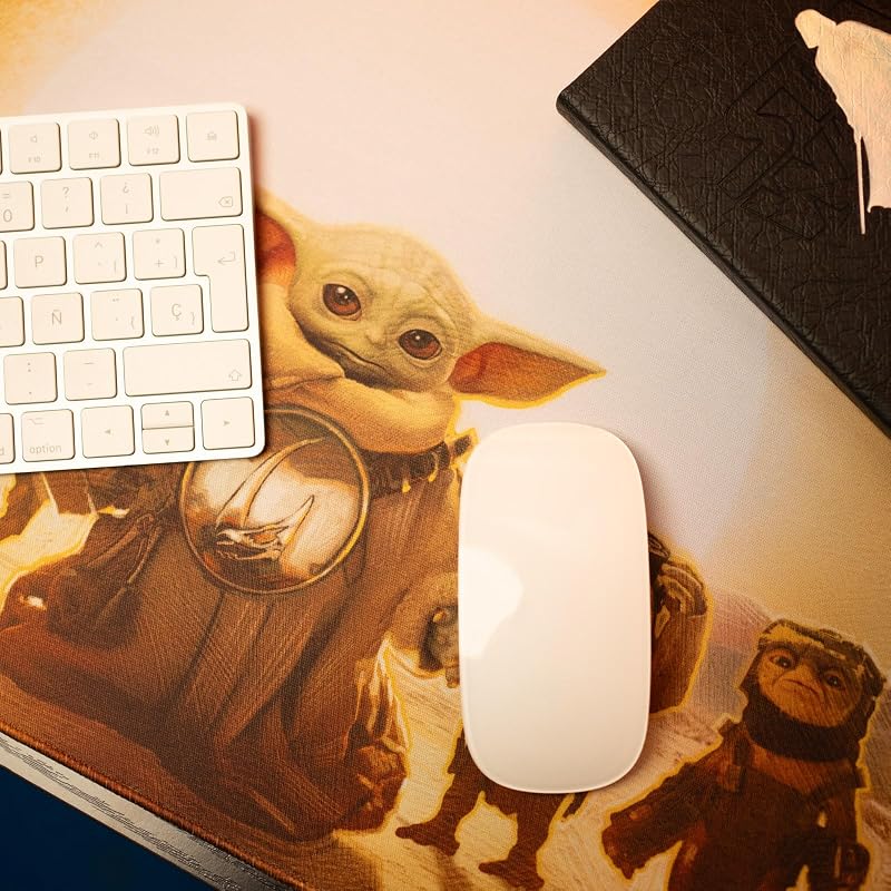XXL The Mandalorian and Grogu Mouse Pad - Tapete de secretária Protetor de secretária: Impermeável e antiderrapante (80X35 cm)