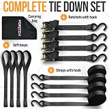 FORTEM Ratchet Straps 748kg Break 4 Pack 4.6m x 2.54cm with Soft Loops view 6