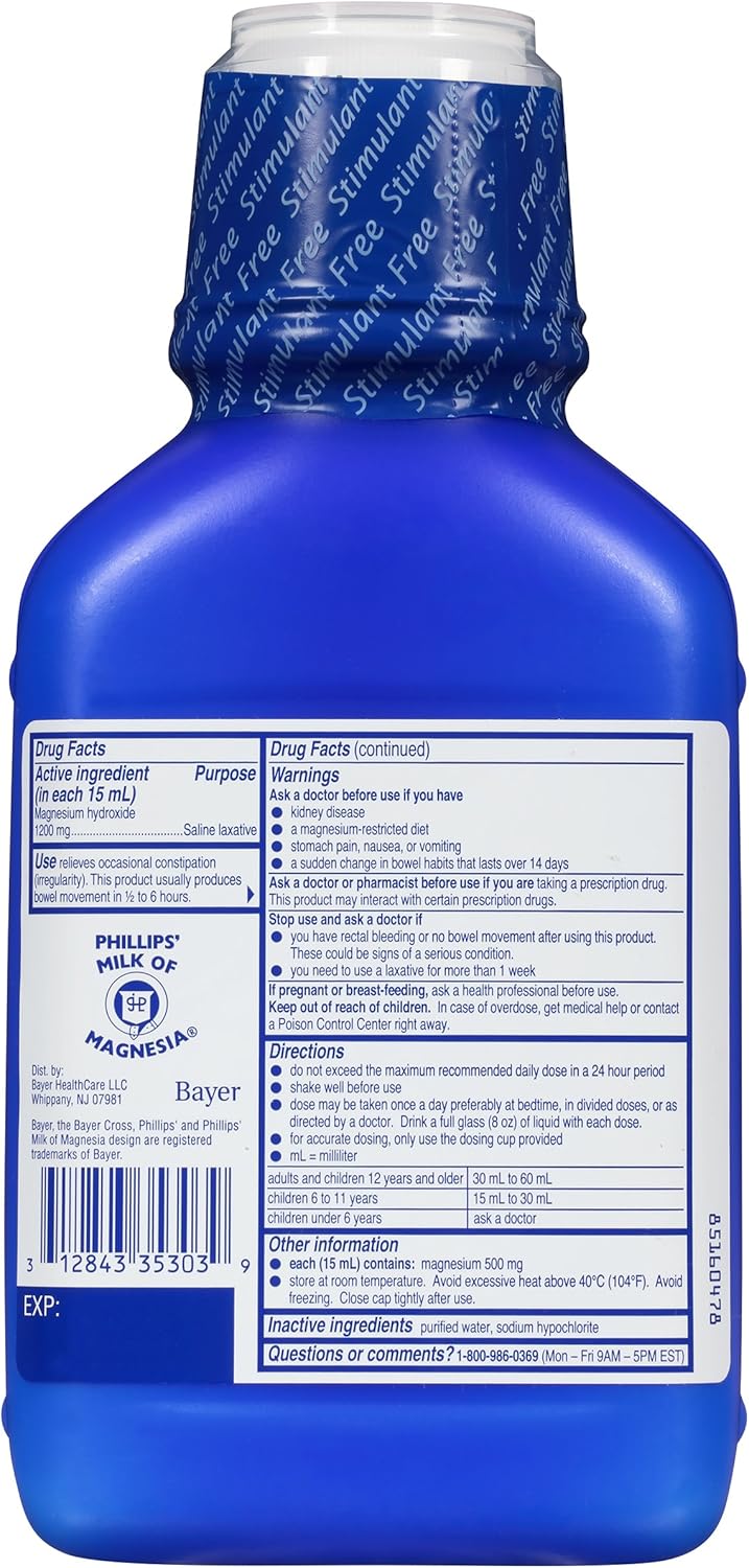Phillips Milk Of Magnesia Laxative Original 26 Ounce Pack Of 2 Amazon Ca Health Personal Care