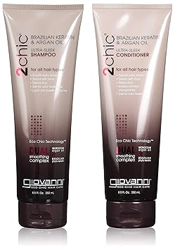 Giovanni Organic 2Chic Brazilian Keratin & Argan Oil Shampoo (For All Hair Types), 250 Gm And Giovanni Organic 2Chic Brazilian Keratin & Argan Oil Conditioner (For All Hair Types), 250 Gm