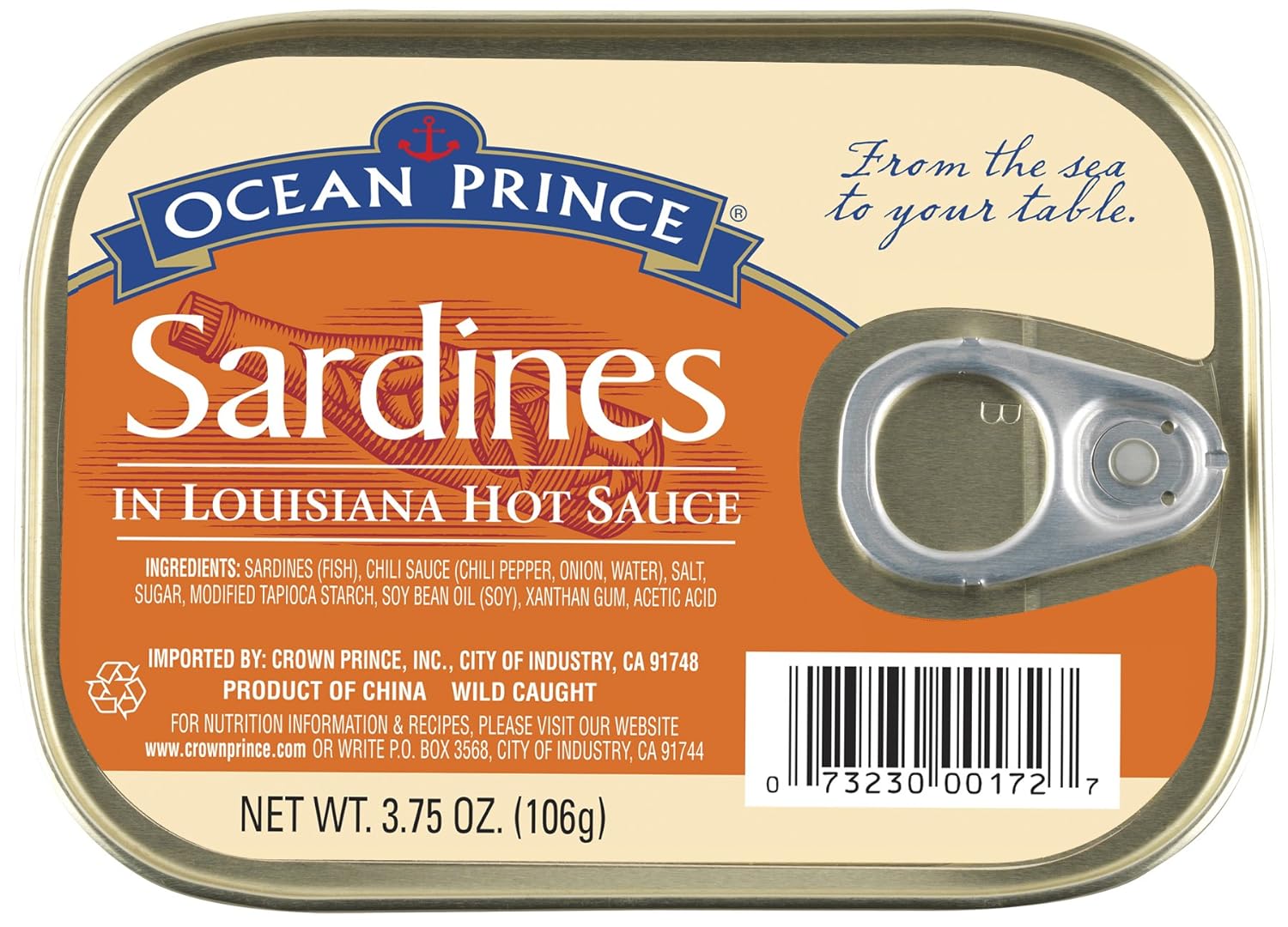 Ocean Prince Sardines in Louisiana Hot Sauce Pack of 12 Tins Wild