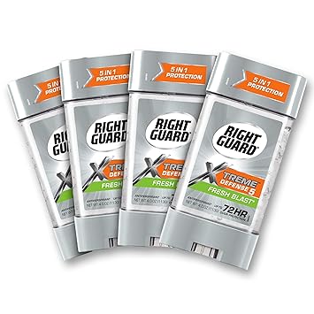 Right Guard Xtreme Defense 5 Antiperspirant Deodorant Gel, Fresh Blast, 4 Ounce (Count of 4)