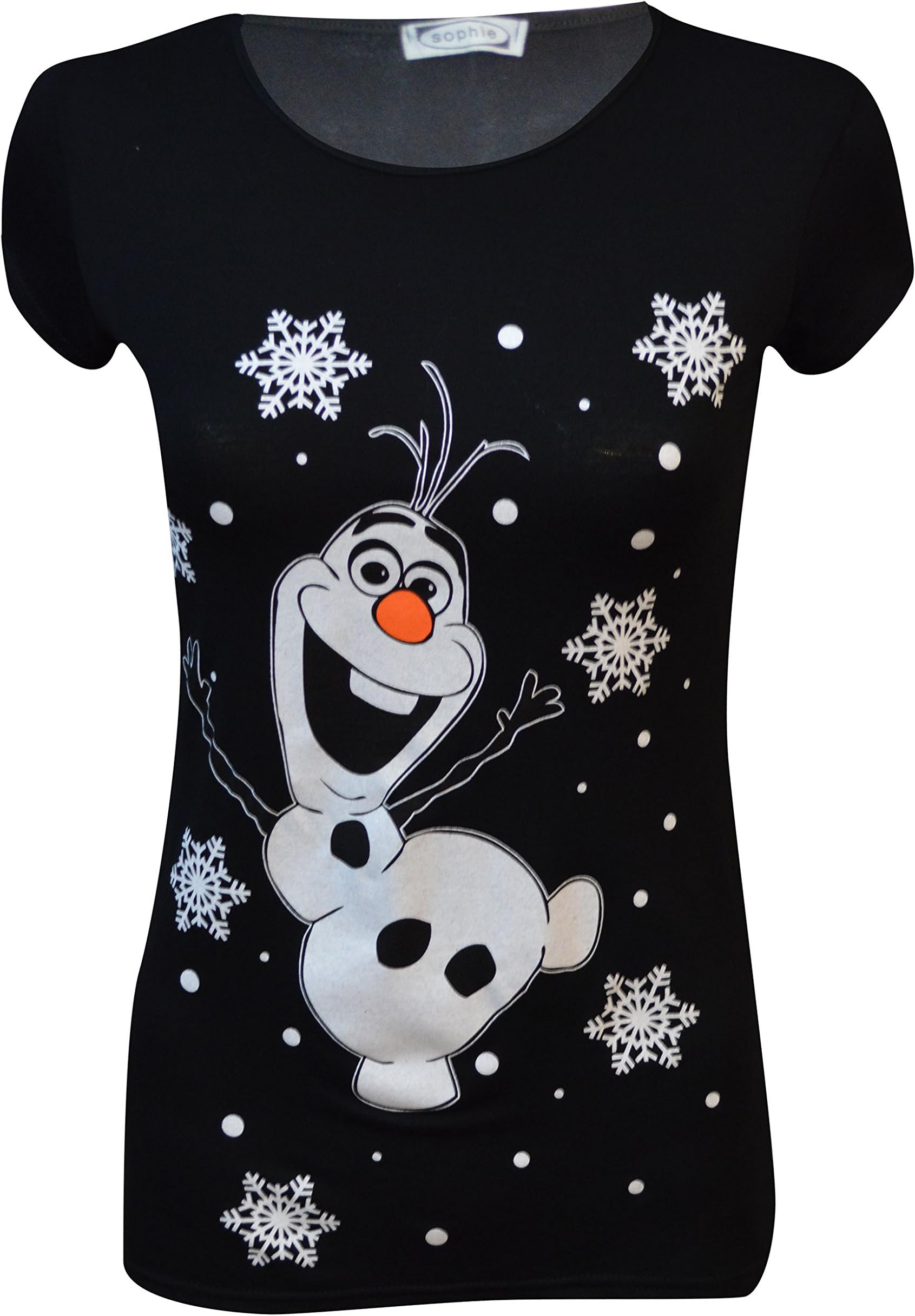 MyMix Trendz - Womens Novelty Christmas T-Shirts Frozen Olaf/Reindeer/Snowman/Santa/Penguin