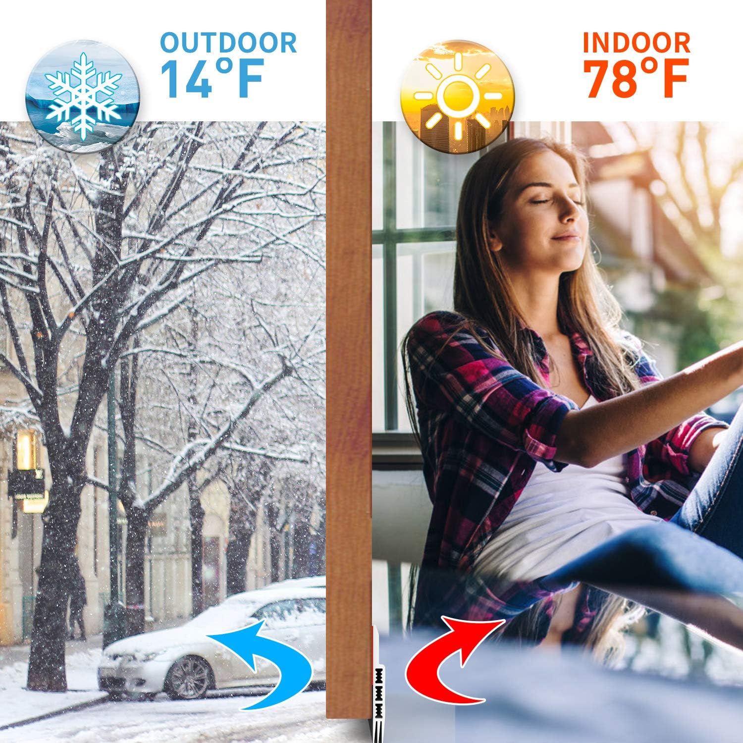 Holikme Door Draft Stopper Under Door Draft Blocker Insulator Door Sweep Weather Stripping Noise Stopper Strong Adhesive 39" Length (Transparent): Home & Kitchen