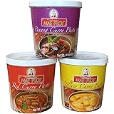 Mae Ploy Thai Curry Red, Panang and Yellow Paste, Variety Pack 14 oz (Pack of 3)