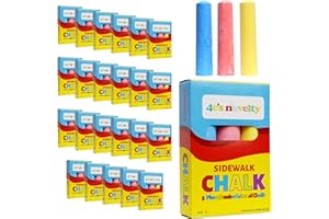 4E's Novelty 24 Pack Chalk Individually Wrapped Party Favors for Kids Bulk, 3 Sidewalk Chalk Jumbo Sticks In Each Box, Goodie