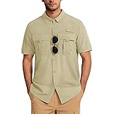 MAGCOMSEN Men's UPF 50+ Fishing Shirts UV Sun Protection Cooling Quick Dry Short Sleeve Shirts for Hiking Safari Camping