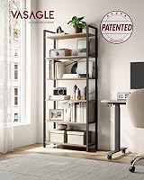 VASAGLE 6-Tier Bookshelf 30 x 80 x 186 cm Industrial Camel Brown Black LLS082B50 view 2