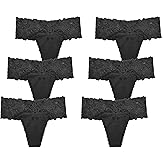 PSEFNAGX High Waisted Leaf Thick Waistband Lace Cotton Breathable Thongs Plus Size Pack 5 Size Small to 4X-Large