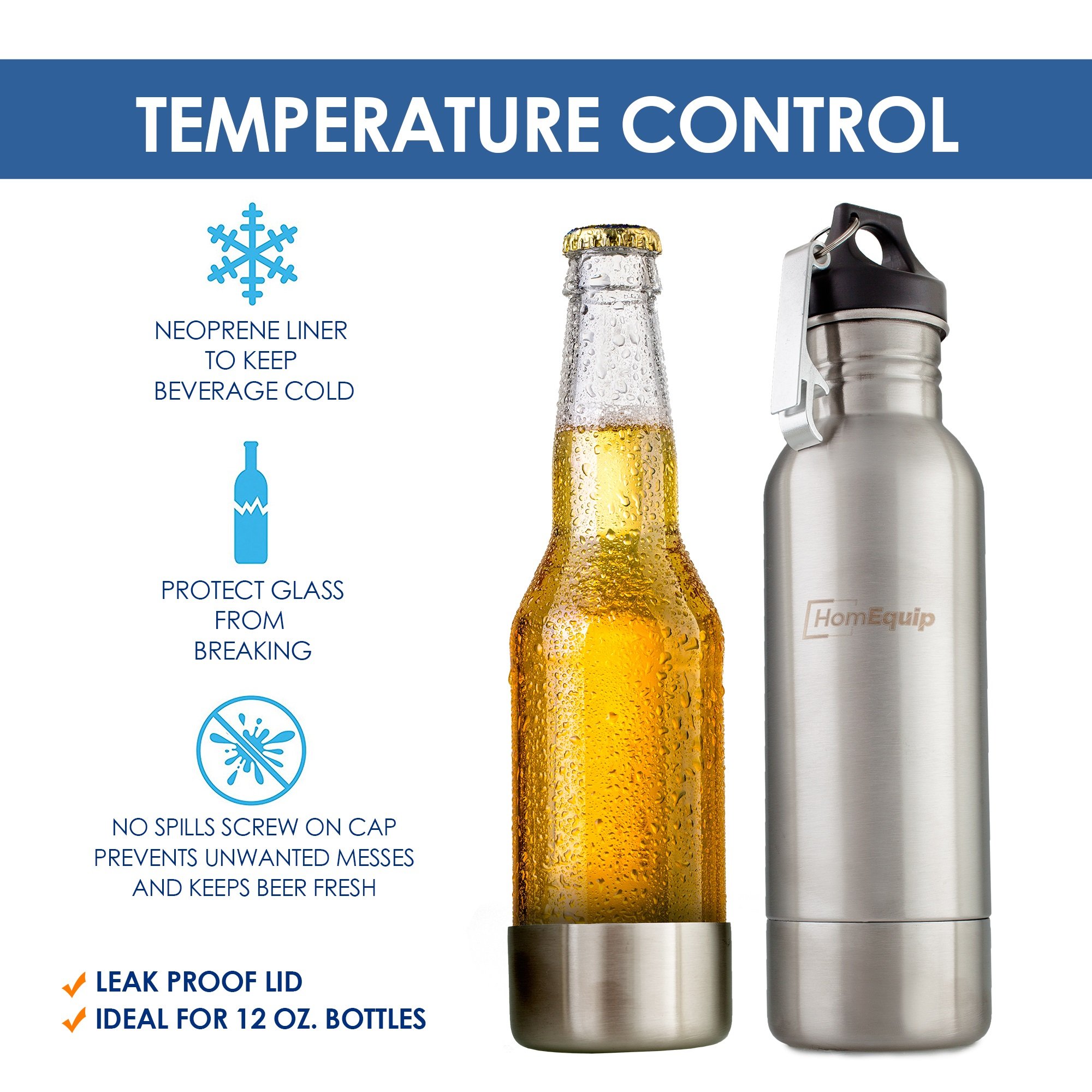 Pack of 2 Bottle Insulators and Coolers Stainless Steel Travel
