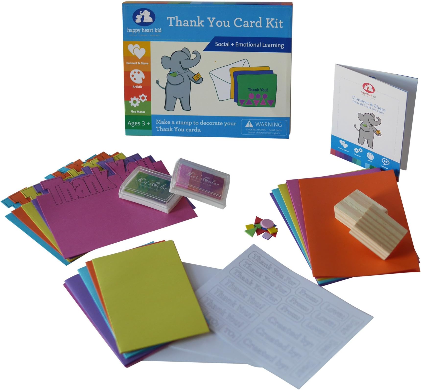 Happy Heart Kid Make Your Own Cards - Gift for Boys and Girls Ages 3-6 Years - Card Craft Making Activity Kit