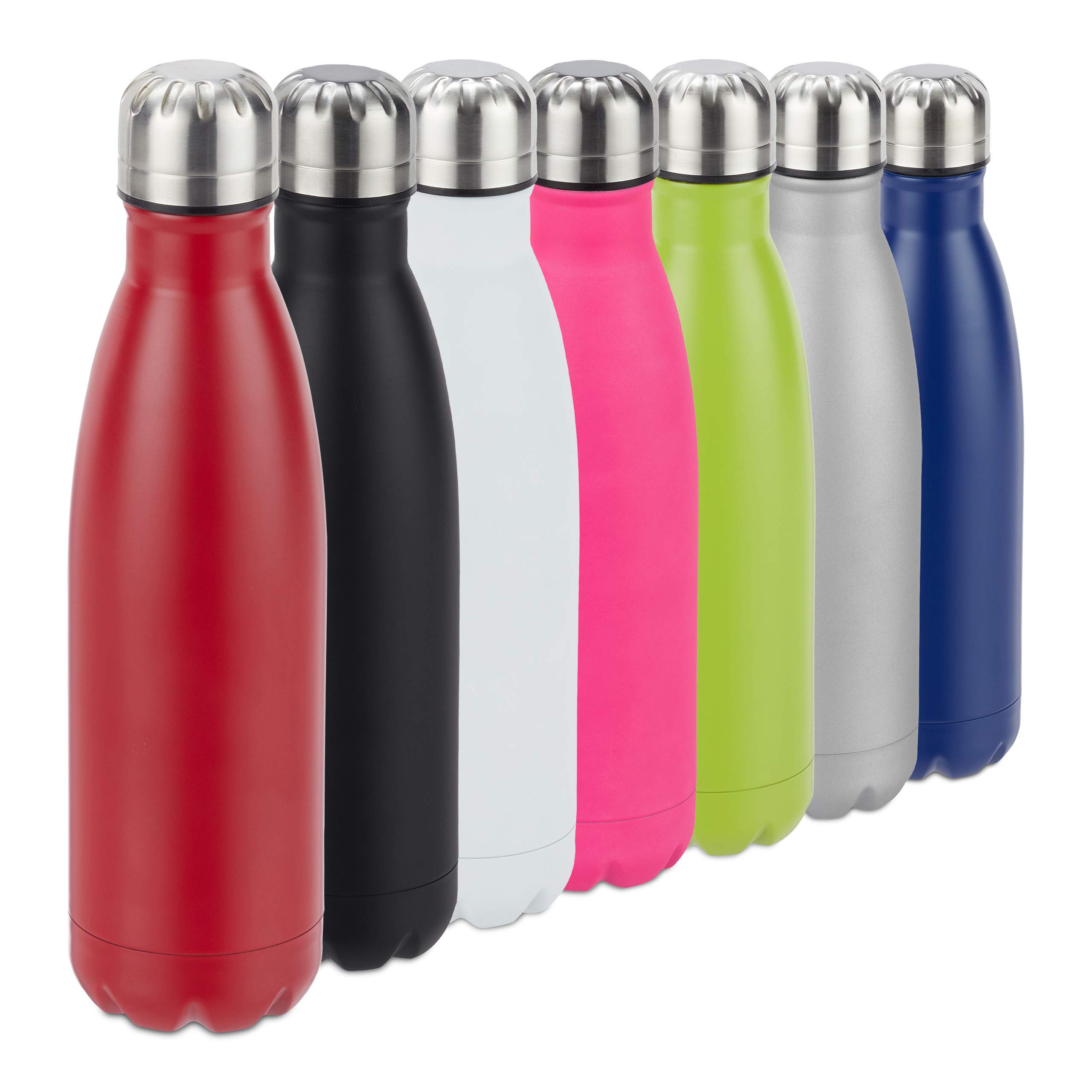 Relaxdays Stainless Insulated Flask, Leakproof for Cold and Hot Drinks, Vacuum Thermo Bottle, 500 ml, Red