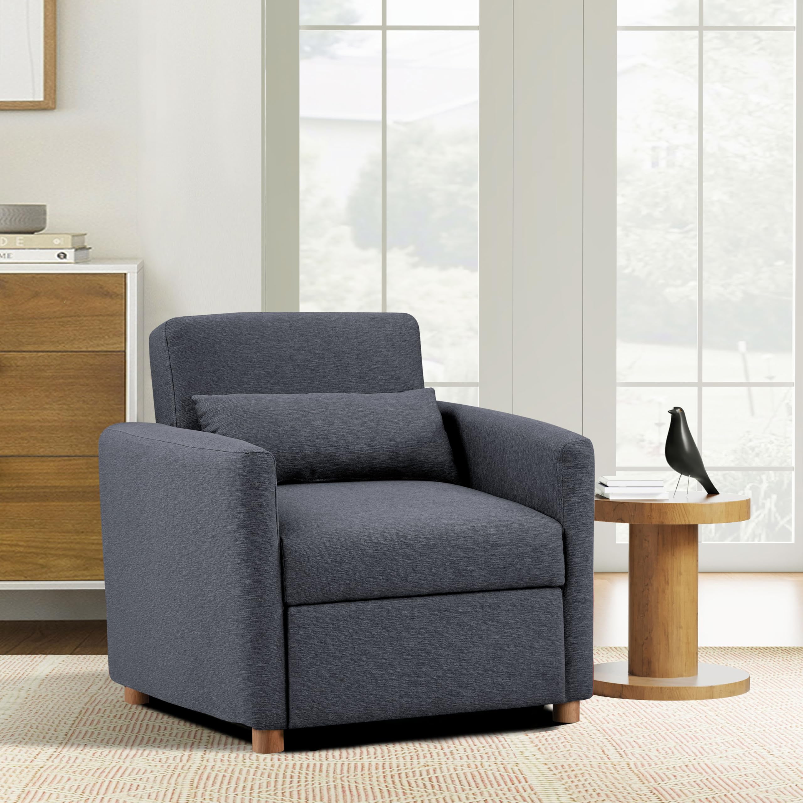 Photo 1 of Serta® Corwin 36" Convertible Accent Chair, Dreamcoil® Comfort, FingerGuard® Pinch Point Protection, Woven Polyester Fabric, Navy Blue