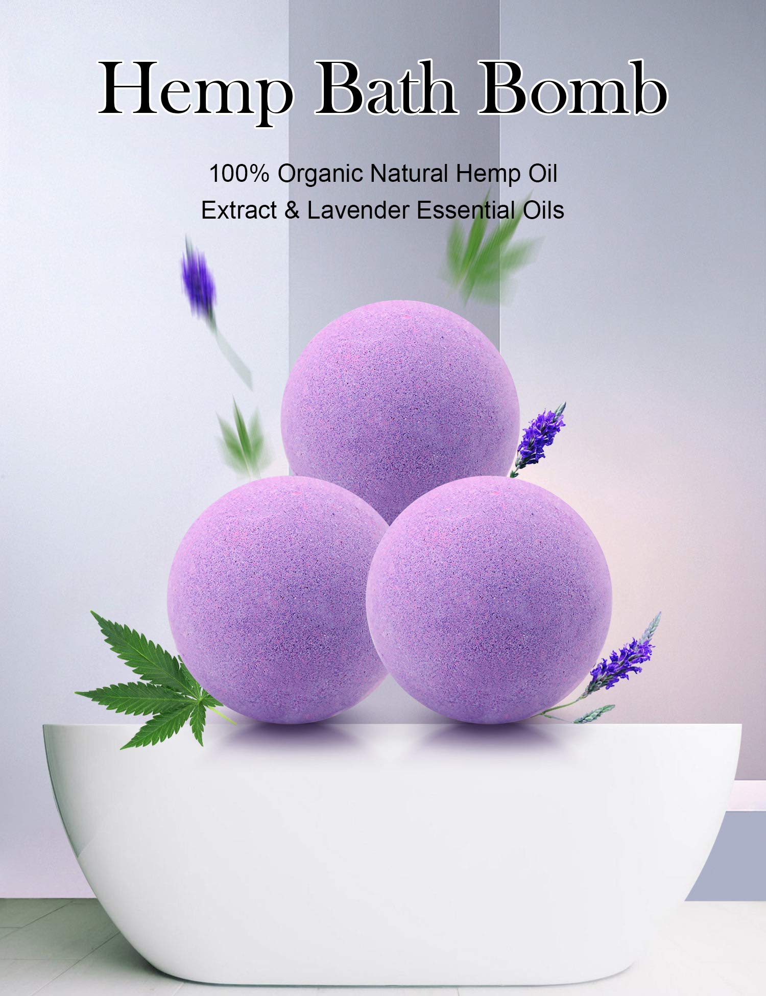 kastu Bath Bombs,2 Pack Fizzy Spa Gift Natural Hemp Oil Extract and Lavender Essential Oils Bath for Moisturizing Dry Skin,Relaxing,Bubble Bath for Gifts Idea for Men Women - Image 3