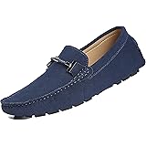 WUIWUIYU Men's Penny Loafers - Leather Moccasin Driving Shoes Slip-Ons