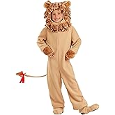 Child Lion Costume, Plush Animal Jumpsuit for Kids, Jungle Cat Outfit for Halloween