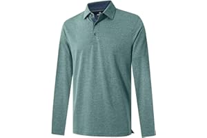 VEBOON Men's Polo Shirts Long and Short Sleeve Cotton Blend Heather Moisture Wicking Casual Collared Shirts