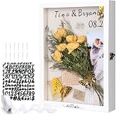 Yookeer 12x16 Shadow Box Frame Dried Flowers Wedding Display Case,White | Picture Frame with Linen Memorial Keepsake Shadow Box Dried Bouquet Flower Decor DIY Kit Gift for Keepsakes Memory Frame