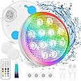 Rechargeable Submersible LED Pool Lights (4 Pack) - 16 Colors, IP68 Waterproof, Remote Control, With Magnet