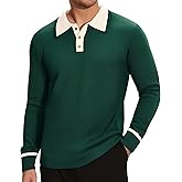 Alex Vando Mens Knit Polo Shirts Long Sleeve Sweater Casual Fashion Classic Button Down Polo Shirts