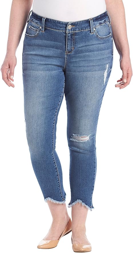 Amazon.com: Celebrity Pink Plus Size Destructed Ankle Jeans: Clothing