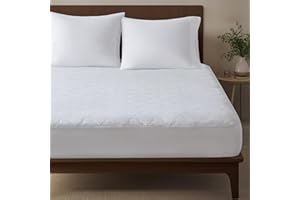 Sleep Philosophy Twin Mattress Pad, Cotton Mattress Protector Classic Cloud Quilted Bed Cover, All Natural Breathable Mattress Topper Fitted Pocket Fits Up to 16", Machine Washable, White