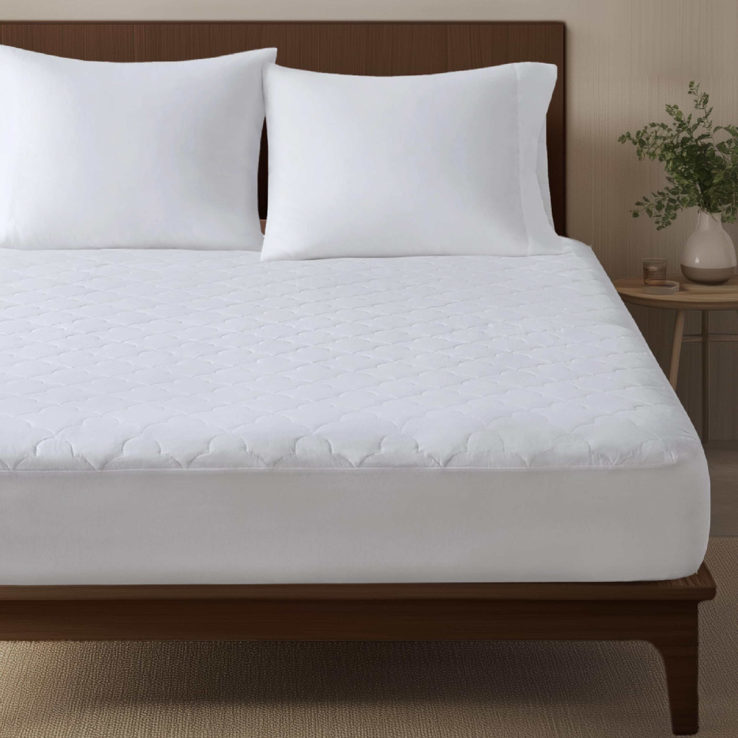 Photo 1 of Sleep Philosophy Twin Mattress Pad, Cotton Mattress Protector Classic Cloud Quilted Bed Cover, All Natural Breathable Mattress Topper Fitted Pocket Fits Up to 16", Machine Washable, White