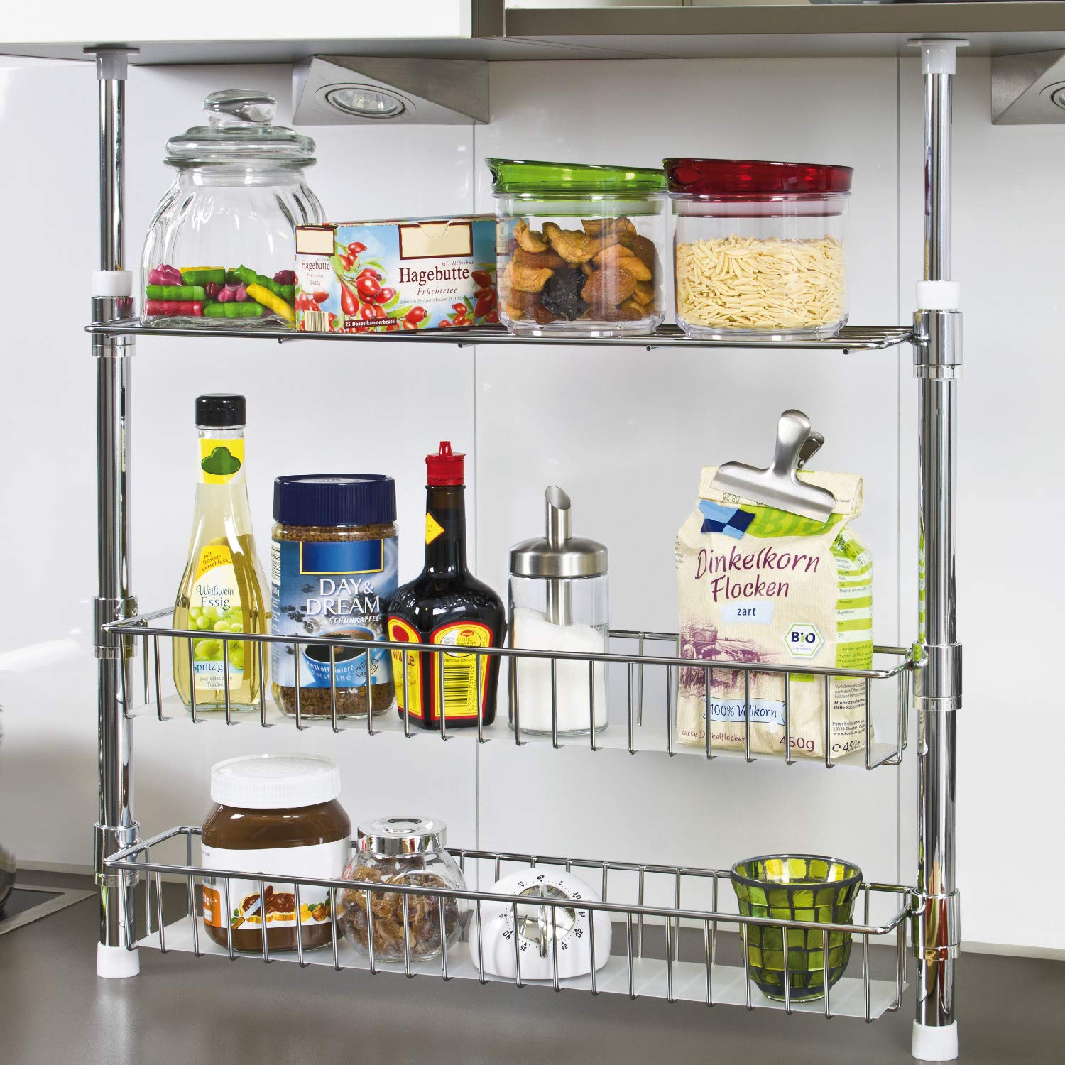 bremermann Teleskop-Küchenregal, mit Ablage, Körben, Einlegeböden