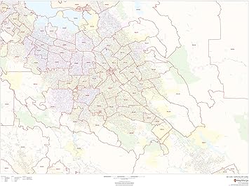 Amazon Com San Jose California Zip Codes 48 X 36 Paper Wall Map Office Products