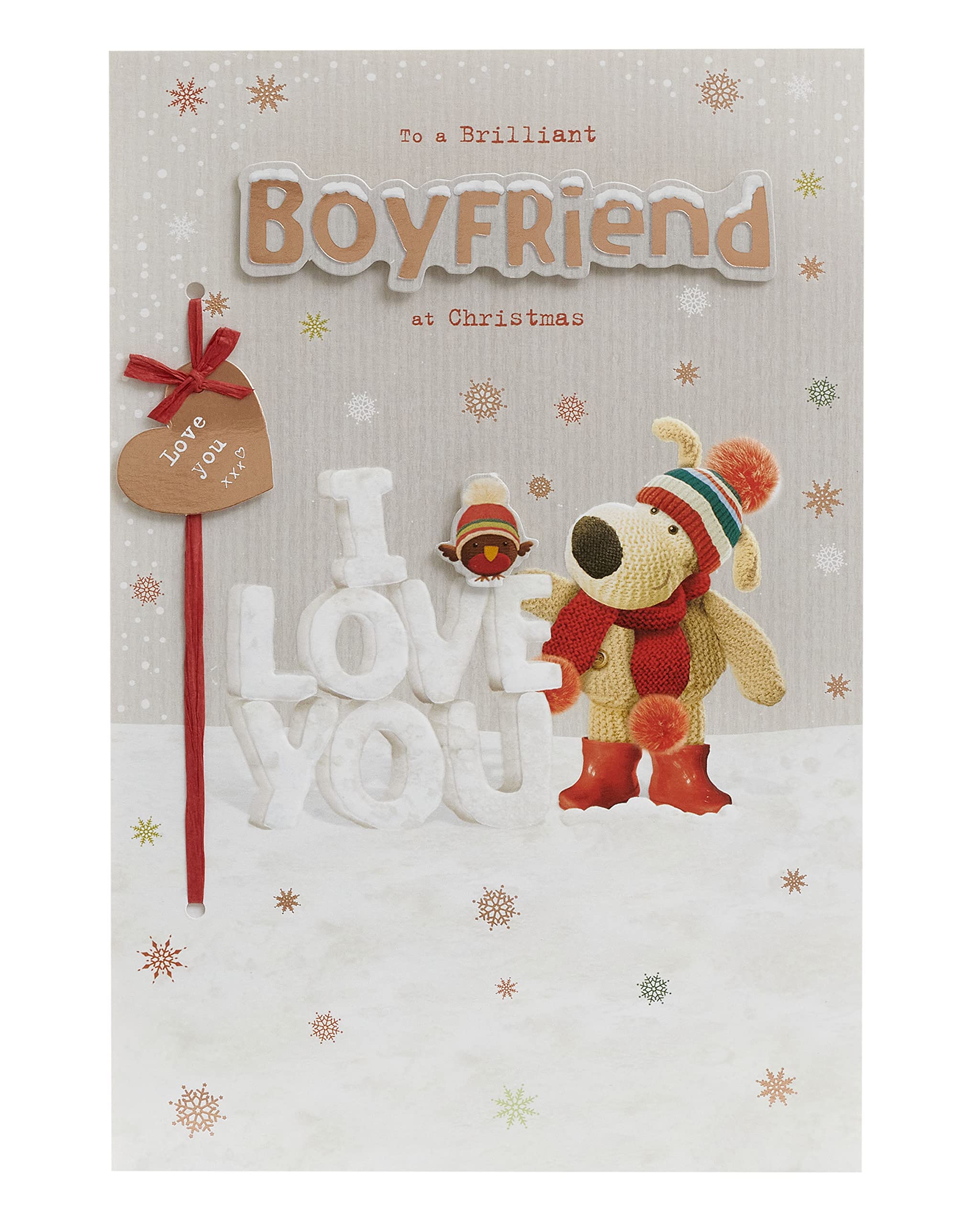 Boofle Boyfriend Christmas Card with Envelope - Cute Design and Friends, Multi