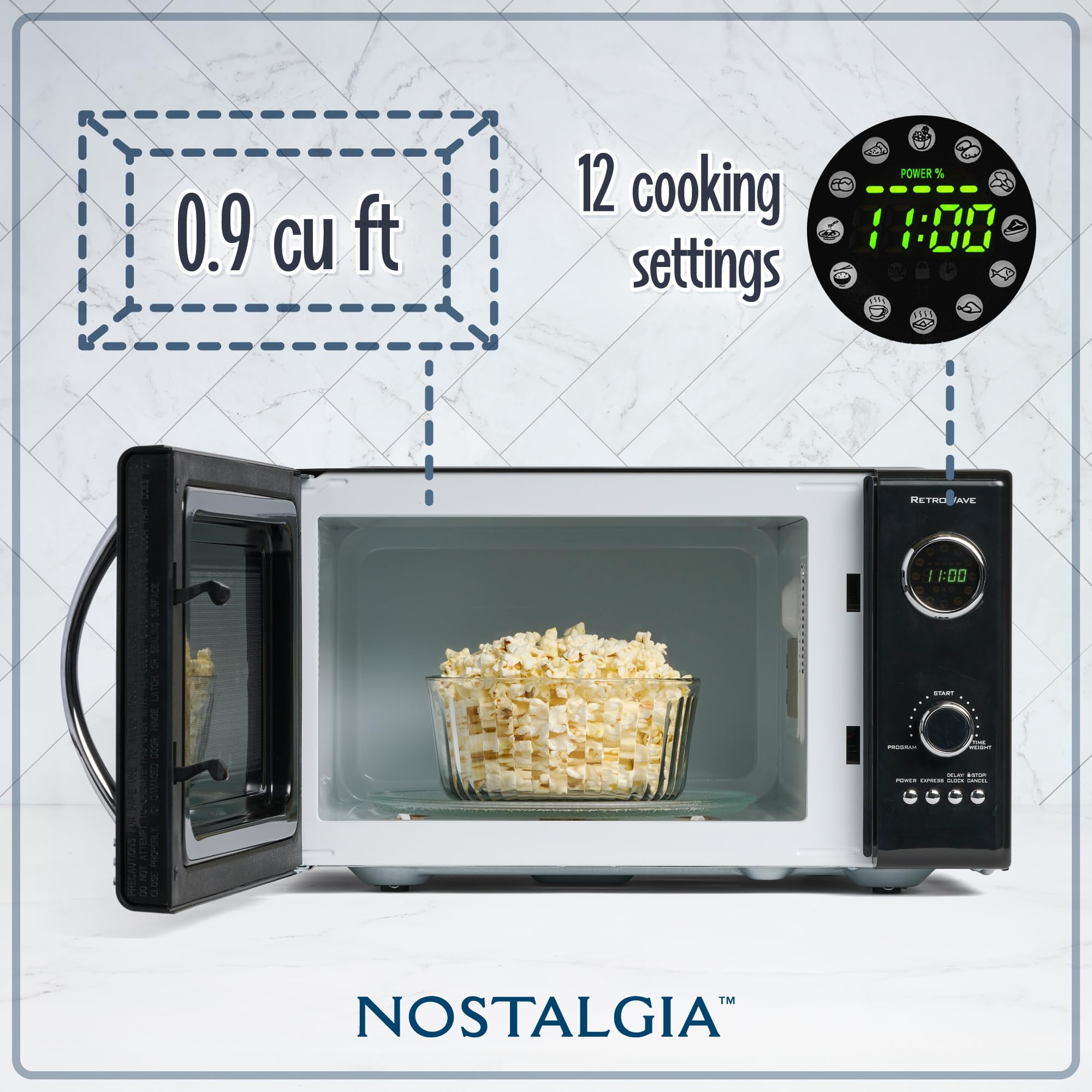 Nostalgia Retro Countertop Microwave Oven - Large 800-Watt - 0.9 cu ft & BISSELL CleanView Compact Upright Vacuum, Fits In Dorm Rooms & Apartments