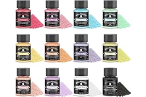 CHANGTIKEJI Mica Powder 12 Colors Pearlescent Pigment - for Resin Epoxy, Soap Making, Nail Polish, Lip Gloss, Eye Shadow, Bath Bomb, Slime & Candle - 10g Each Bottle(Pastel Hues)