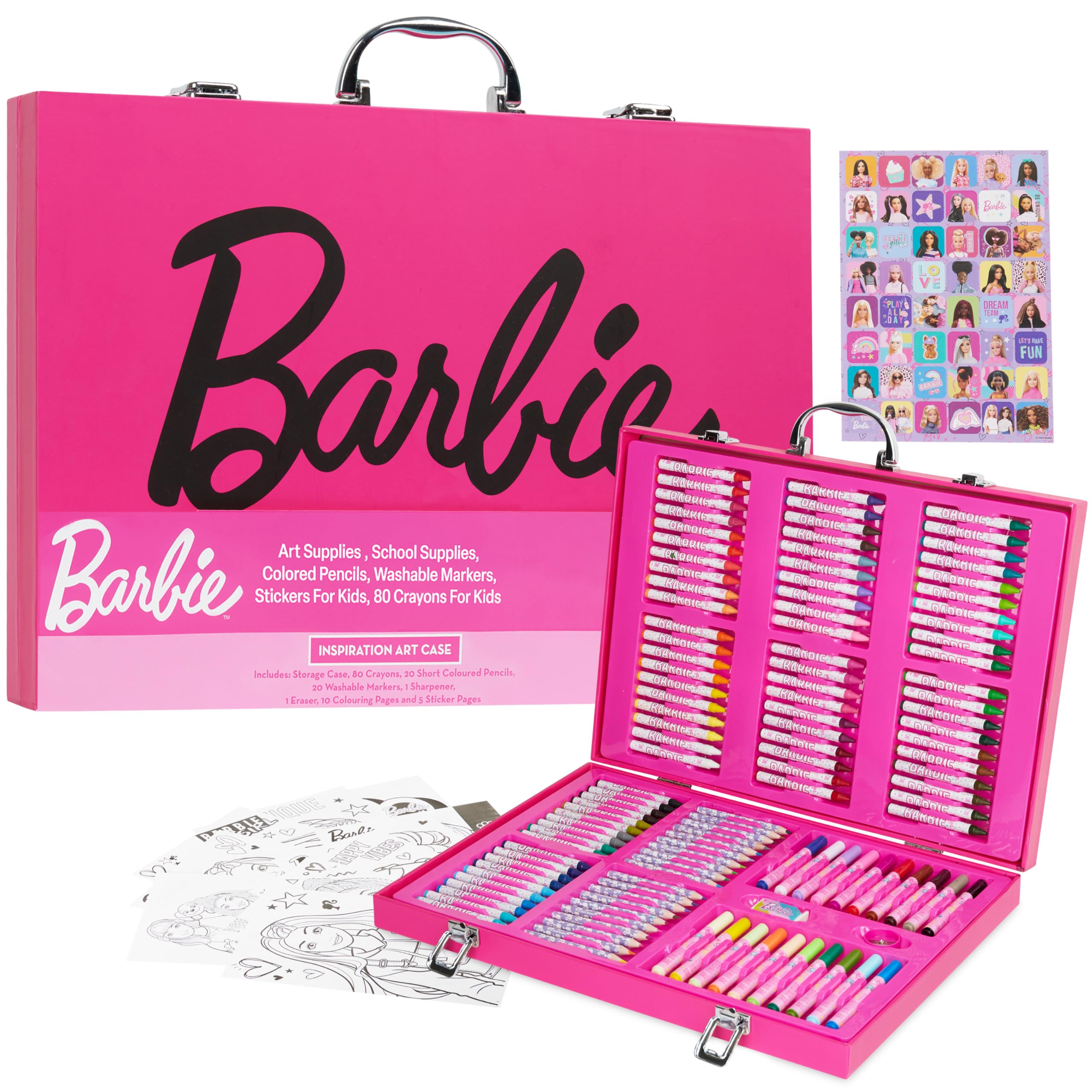 Photo 1 of **SELLING FOR PARTS---PARTIAL SET**Barbie Colored Pencils Art Supplies Kids Set 130+ Pcs Coloring Markers Girls Drawing Pencils Supplies Travel Case with Crayons Felt Tips Arts and Crafts for Kids 4-12