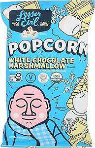 LESSEREVIL Organic White Chocolate Marshmallow Popcorn, 4.6 OZ