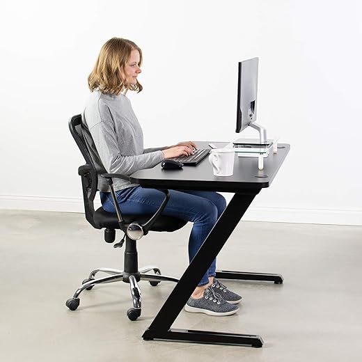 VIVO Black 47" Gaming Desk Table with Z-Shaped Frame
